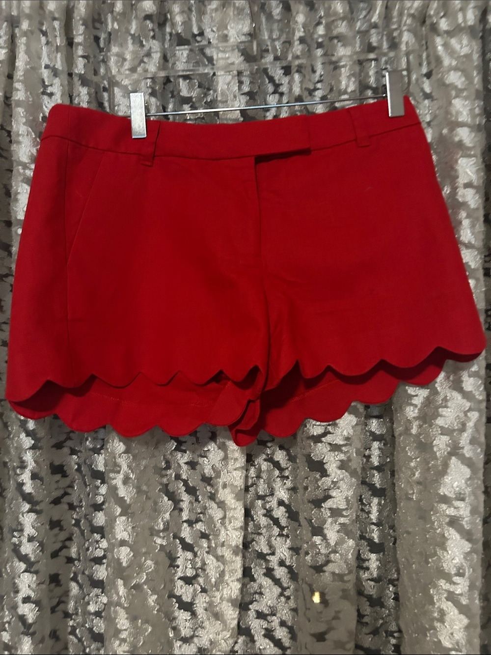 J. Crew Red Scallop Hem High-Waist Women’s Shorts